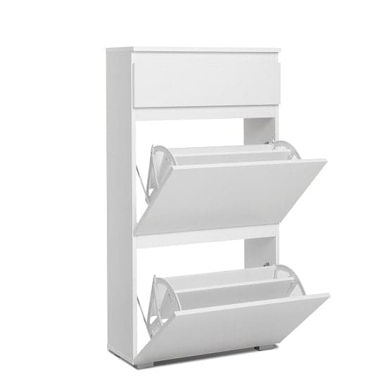 Hilary Shoe Cabinet In White With 2 Flap Doors_2