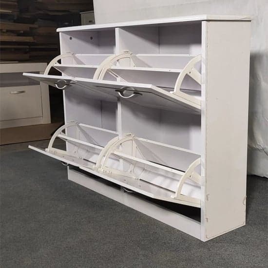 Hinton High Gloss Shoe Storage Cabinet With 4 Flip Doors In White_2