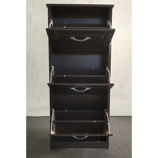 Hinton High Gloss Shoe Storage Cabinet With 3 Flip Doors In Grey_2