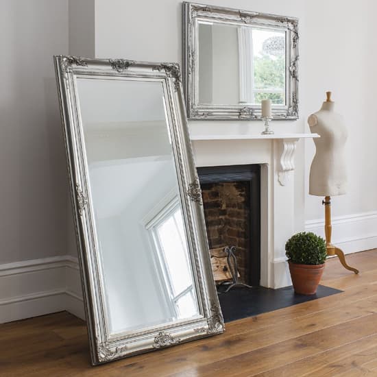 Hinton Rectangular Bevelled Wall Mirror In Antique Silver_3