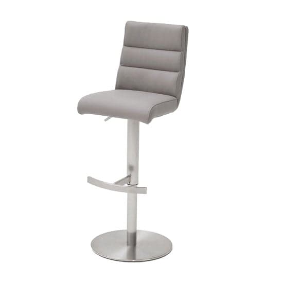 Hiulia Bar Stool In Ice Grey With Stainless Steel Base_1