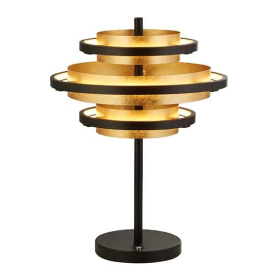 Hive 3 LED Table Lamp In Black And Gold Leaf_1