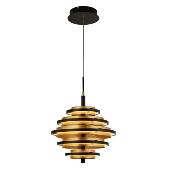 Hive Wall Hung 5 LED Pendant Light In Black And Gold Leaf_1