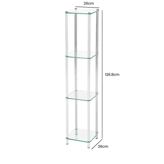 Hobart 3 Tier Glass Shelves Display Stand In Chrome Frame_3