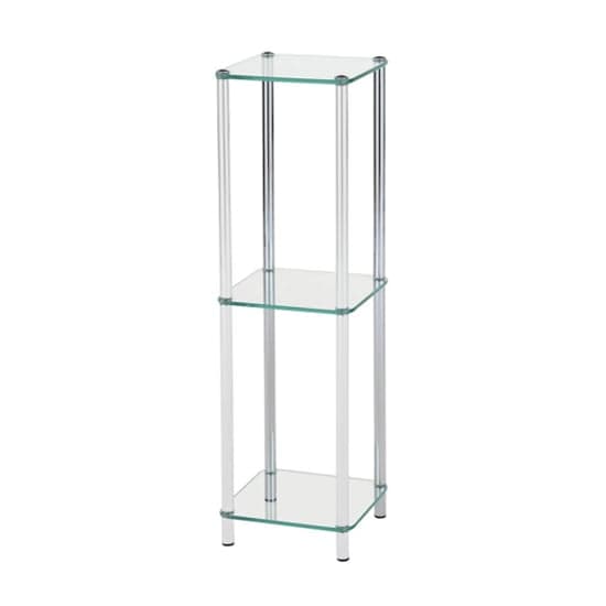 Hobart 3 Tier Glass Shelves Display Stand Small In Chrome Frame_2