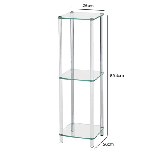 Hobart 3 Tier Glass Shelves Display Stand Small In Chrome Frame_3