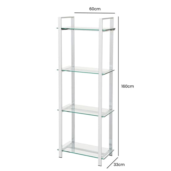 Hobart 3 Tier Glass Shelves Display Stand Tall In Chrome Frame