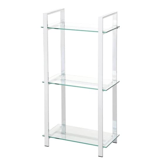 Hobart 3 Tier Glass Shelves Display Stand Wide In Chrome Frame_2