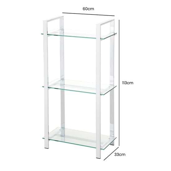 Hobart 3 Tier Glass Shelves Display Stand Wide In Chrome Frame_3