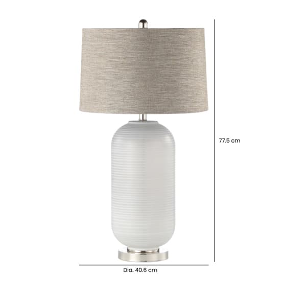 Hobart Brown Linen Shade Table Lamp With Grey Stripe Glass Base_2