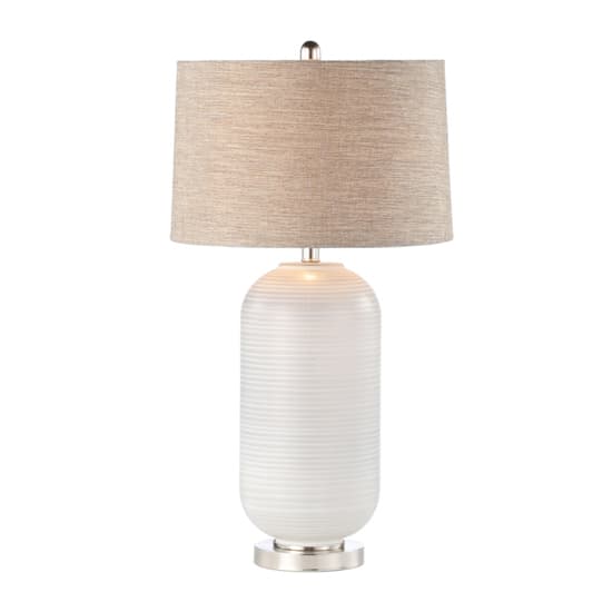 Hobart Brown Linen Shade Table Lamp With Grey Stripe Glass Base_3