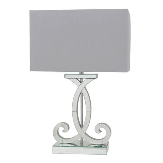 Hobart Grey Shade Table Lamp With Clear Mirrored Base Furniture in