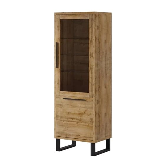 Hobart Wooden Display Cabinet Tall 2 Doors In Wotan Oak_1