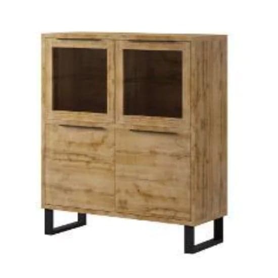 Hobart Wooden Display Cabinet With 2 Doors In Wotan Oak_1