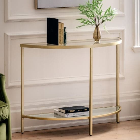 Hobson Clear Glass Console Table With Champagne Frame_1