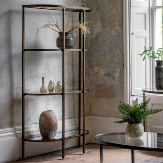 Hobson Clear Glass Shelving Unit With Bronze Frame_1