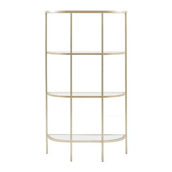 Hobson Clear Glass Shelving Unit With Champagne Frame Furniture in