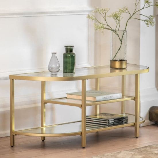 Hobson Clear Glass TV Stand With Champagne Frame_2