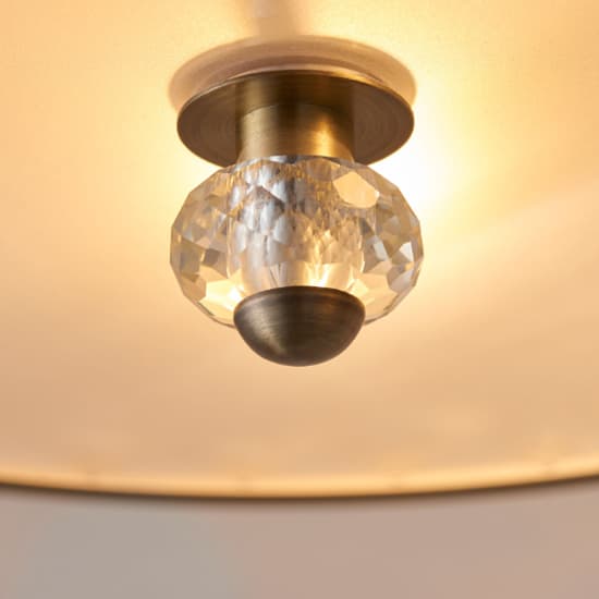 Hobson Crystal Glass Ceiling Light With Antique Brass Frame_3
