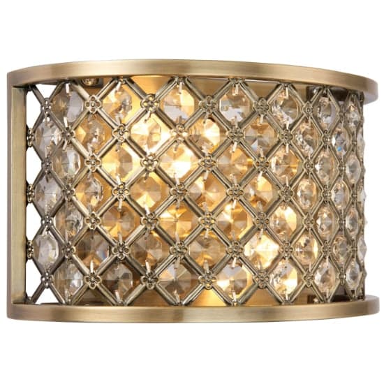 Hobson Crystal Glass Wall Light With Antique Brass Frame_2