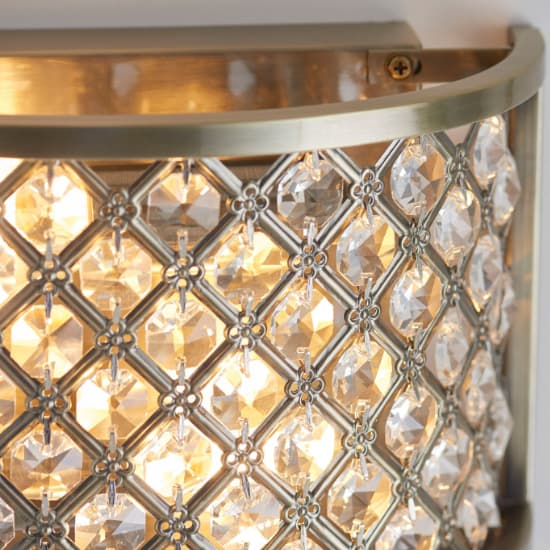 Hobson Crystal Glass Wall Light With Antique Brass Frame_4
