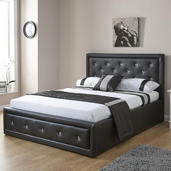Honiton Faux Leather King Size Bed In Black_1
