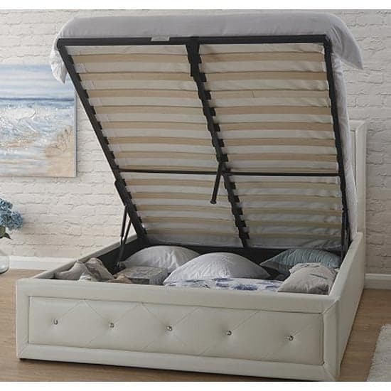 Honiton Faux Leather King Size Bed In White_2