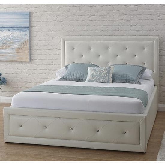 Honiton Faux Leather King Size Bed In White Furniture in Fashion