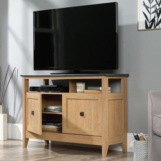 Home Wooden TV Sideboard In Dover Oak And Slate Effect_2