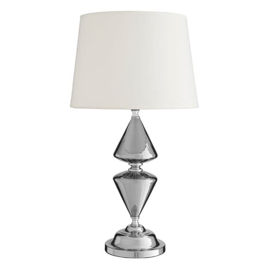 Honorus White Fabric Shade Table Lamp With Chrome Glass Base_2