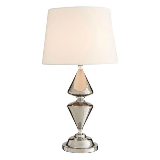 Honorus White Fabric Shade Table Lamp With Chrome Glass Base_1