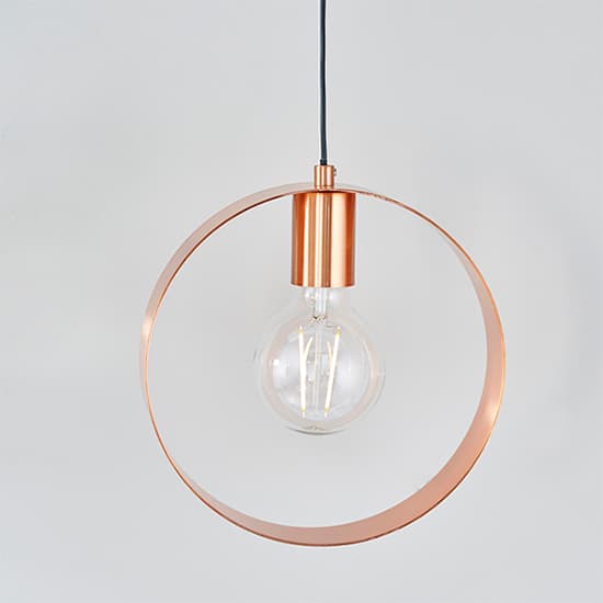 Hoop 1 Light Ceiling Pendant Light In Brushed Copper_2