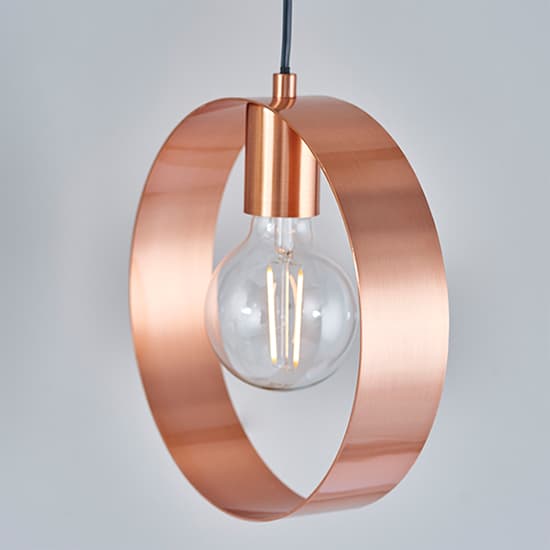 Hoop 1 Light Ceiling Pendant Light In Brushed Copper_3