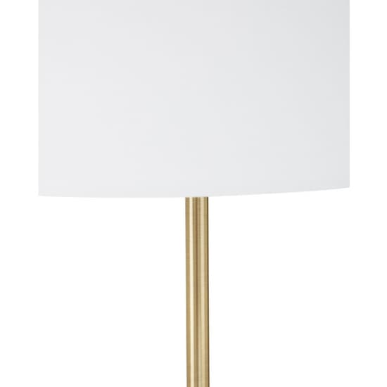 Hopac White Fabric Shade Table Lamp With Brass Crystal Base_3