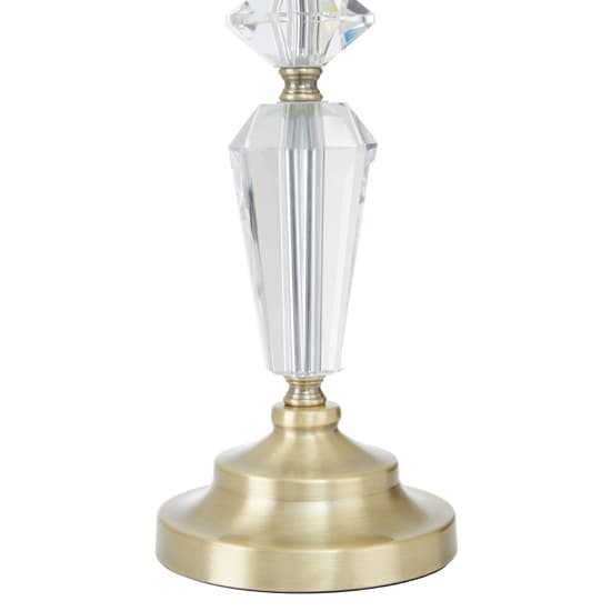 Hopac White Fabric Shade Table Lamp With Brass Crystal Base_4