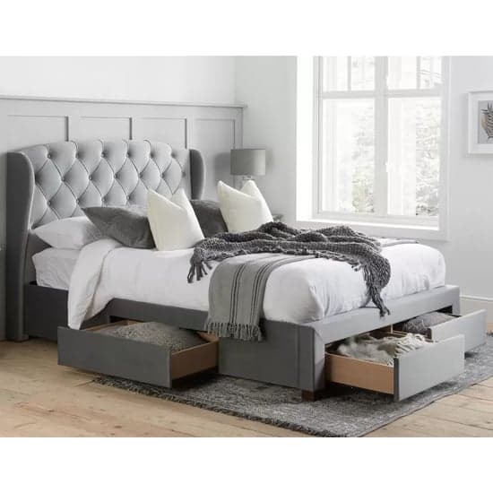 Hoper Fabric Double Bed In Grey_2