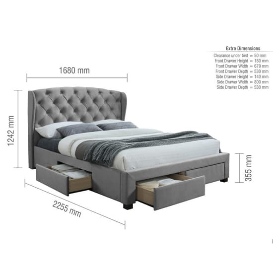 Hoper Fabric King Size Bed In Grey_8