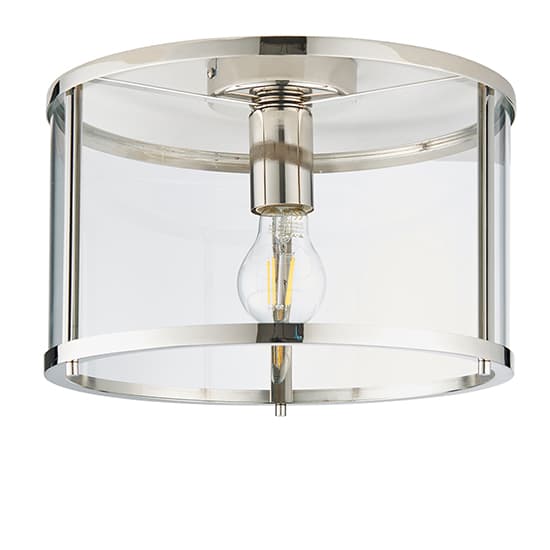 Hopton Clear Glass Shade Flush Ceiling Light In Bright Nickel_6