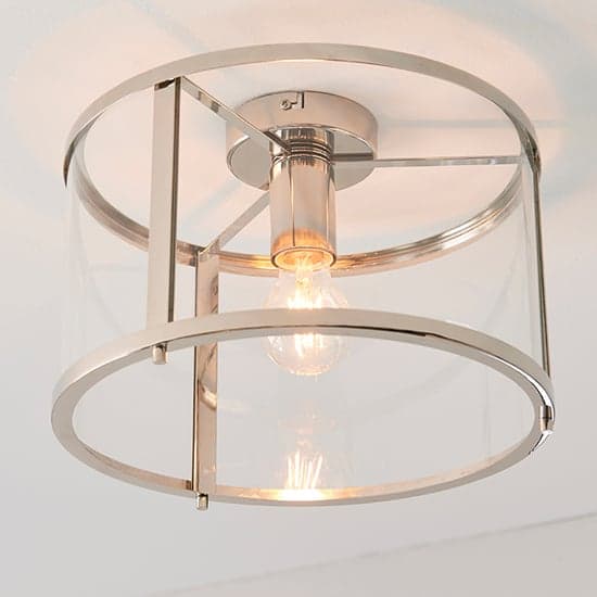 Hopton Clear Glass Shade Flush Ceiling Light In Bright Nickel_1