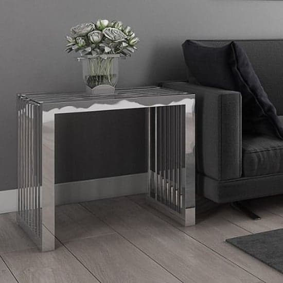 Hadlow Clear Glass Side Table With Stainless Steel Frame_1