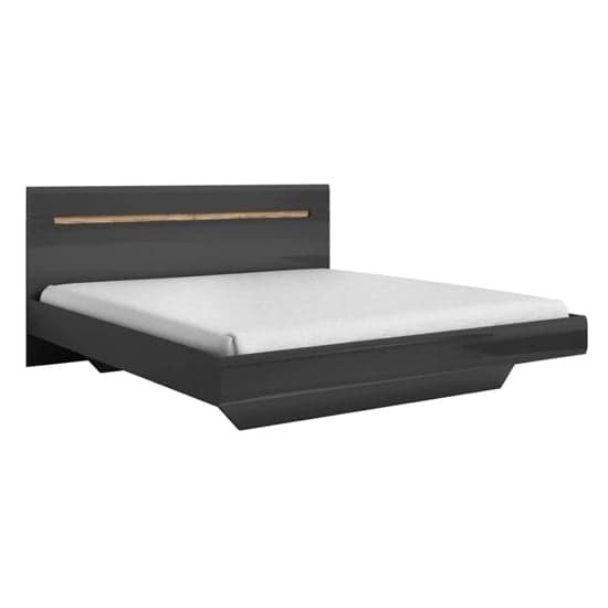 Houston High Gloss King Size Bed In Grey_1