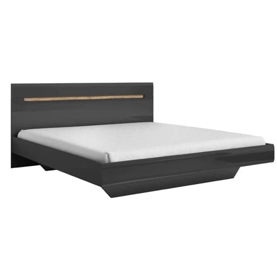 Houston High Gloss Super King Size Bed In Grey_1
