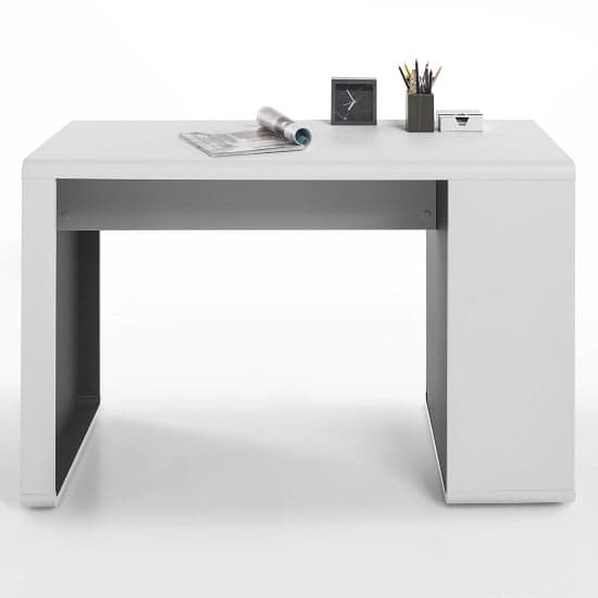 Houston Computer Desk In White And Anthracite With Shelving_2