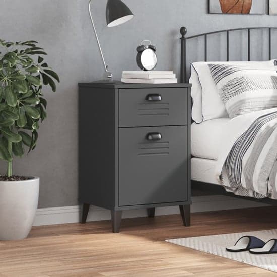 Hove Wooden Bedside Cabinet With 1 Door 1 Drawers In Anthracite Grey_1