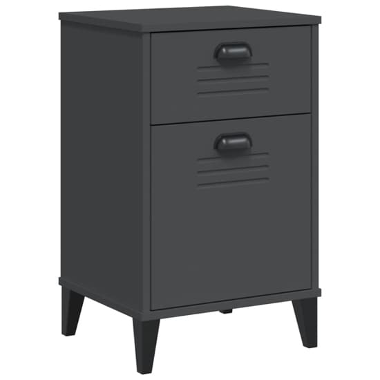 Hove Wooden Bedside Cabinet With 1 Door 1 Drawers In Anthracite Grey_2
