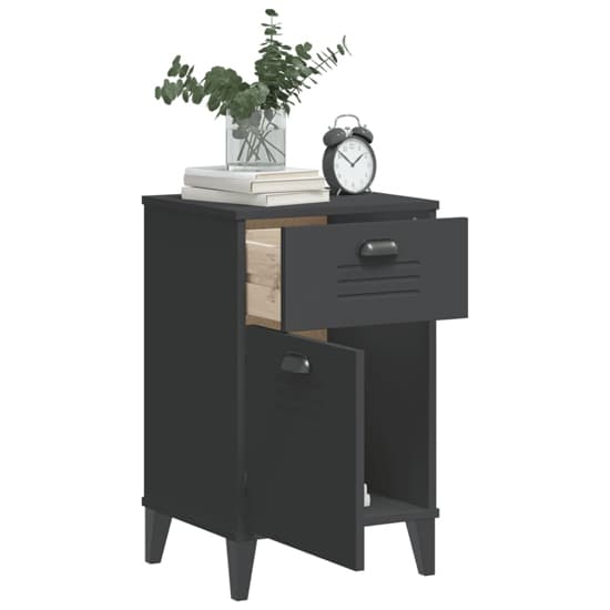 Hove Wooden Bedside Cabinet With 1 Door 1 Drawers In Anthracite Grey_3