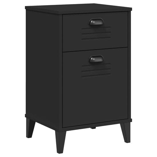 Hove Wooden Bedside Cabinet With 1 Door 1 Drawers In Black_2
