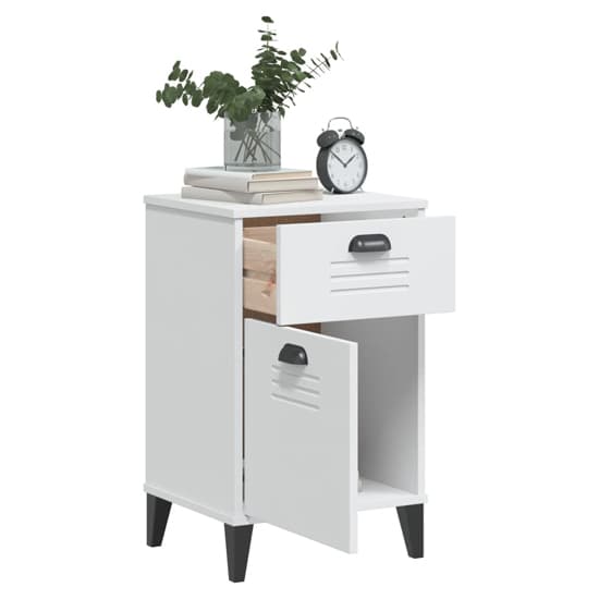 Hove Wooden Bedside Cabinet With 1 Door 1 Drawers In White_3