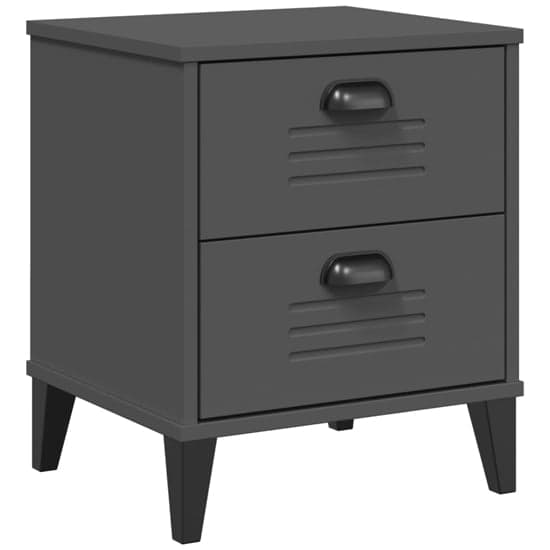 Hove Wooden Bedside Cabinet With 2 Drawers In Anthracite Grey_2