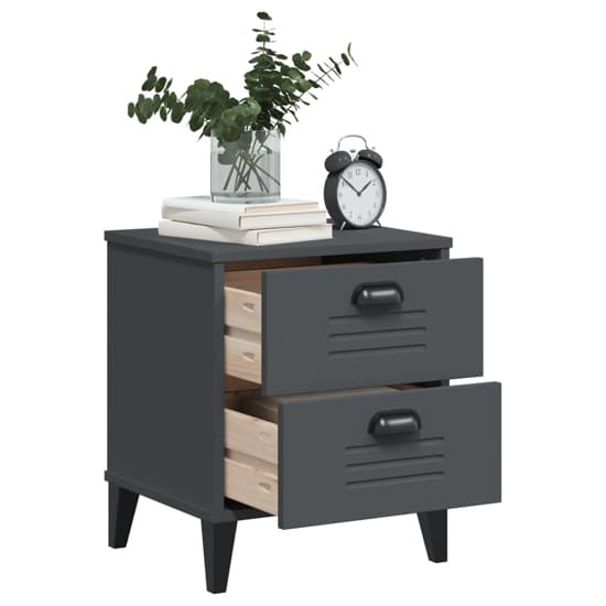 Hove Wooden Bedside Cabinet With 2 Drawers In Anthracite Grey_3